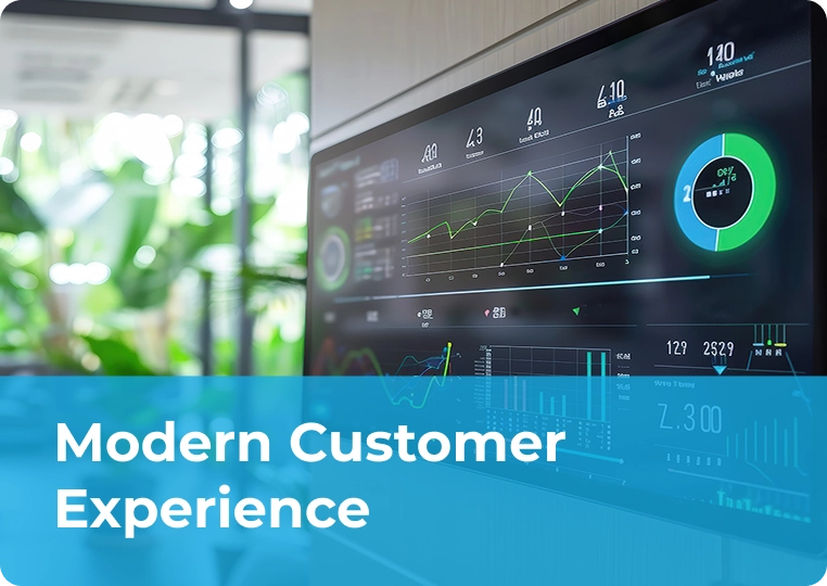 Digital dashboard with analytics and performance charts representing data-driven strategies for modern customer experience.